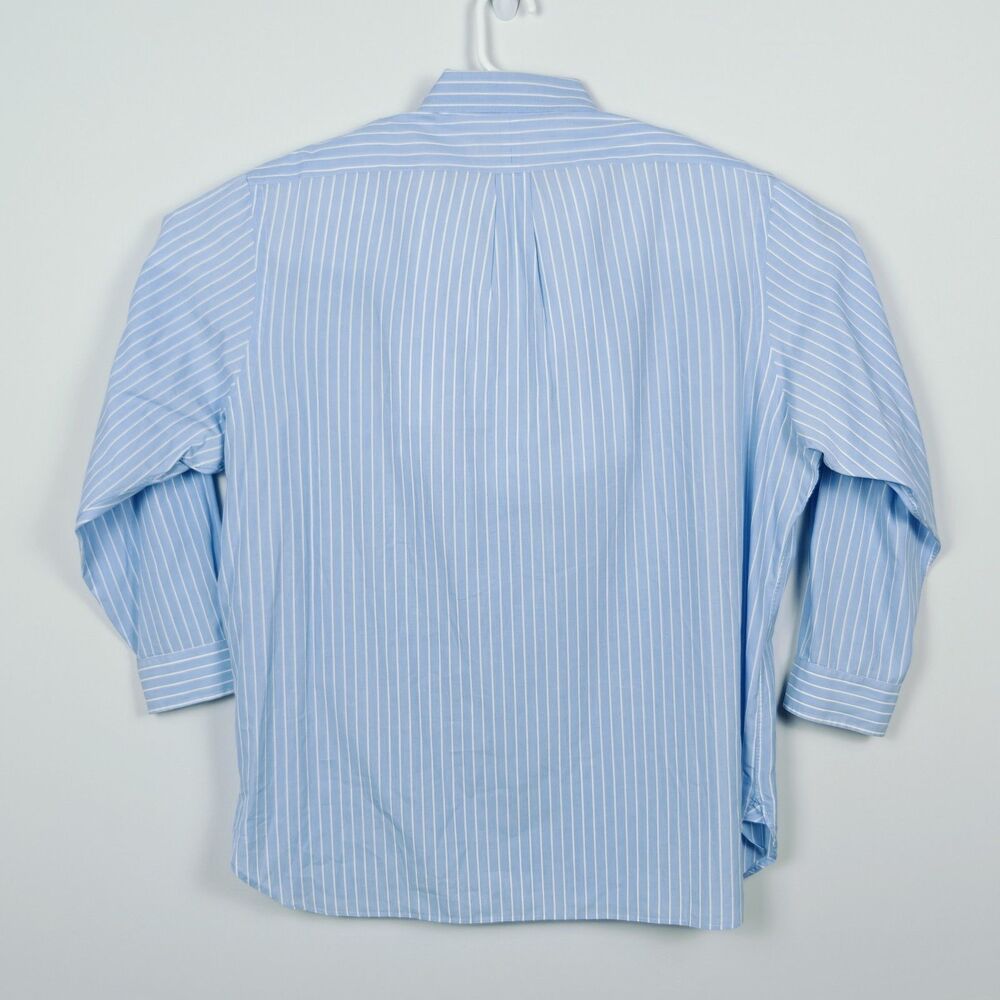 Ralph Lauren Shirt Mens 17.5 32/33  XL Blue Classic Striped Button Long Sleeve - Picture 4 of 5
